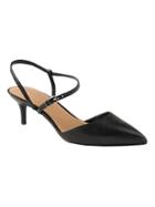 Banana Republic Womens Asymmetrical Strap Kitten Heel - Black Leather