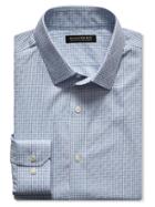 Banana Republic Mens Grant Fit Non Iron Dobby Gingham Shirt Size L Tall - Light Blue