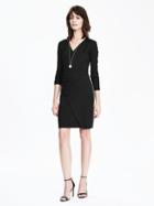 Banana Republic Womens Faux Wrap Knit Dress Size L Petite - Black