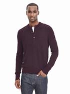 Banana Republic Mens Striped Extra Fine Merino Wool Henley Pullover Size L Tall - Cherry Red