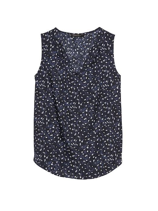 Banana Republic Womens Leopard Print Pleated Drapey Tank Navy Size Xs