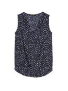 Banana Republic Womens Leopard Print Pleated Drapey Tank Navy Size Xs