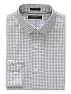 Banana Republic Mens Camden Standard-fit Non-iron Gingham Shirt Gray Size L