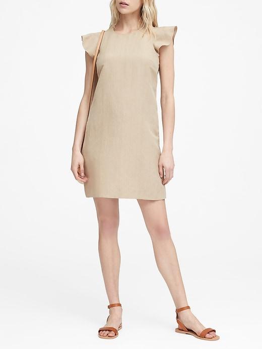 Banana Republic Linen-blend Flutter-sleeve Dress