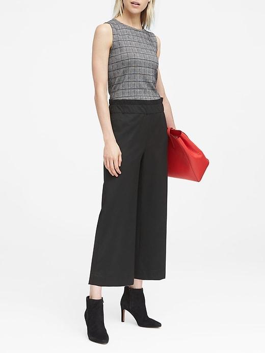 Banana Republic Womens Japan Online Exclusive Blake Wide Leg-fit Cropped Flannel Pant Black Size 0