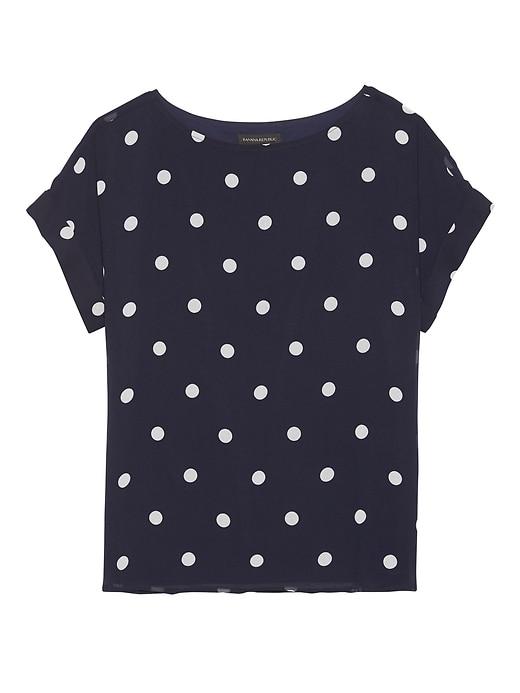 Banana Republic Womens Polka Dot Polished Tee Navy Size M
