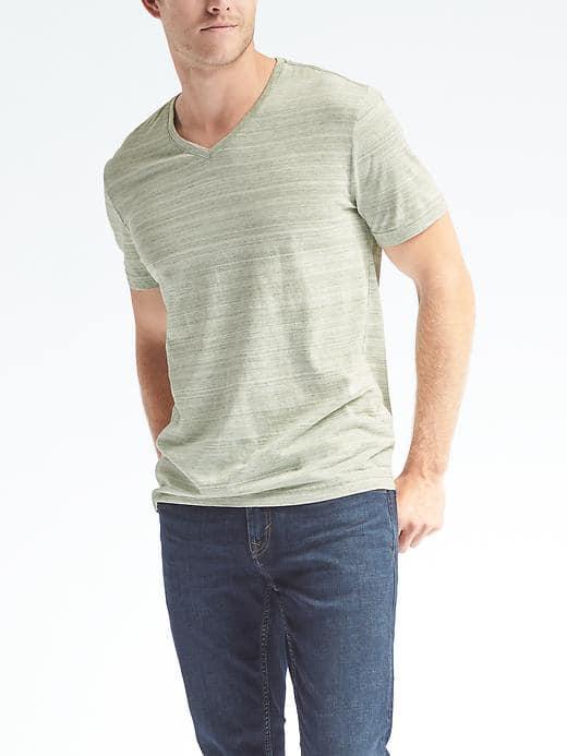 Banana Republic Mens Short Sleeve Soft Wash Vee - Green