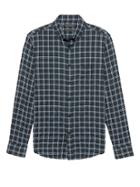 Banana Republic Mens New Slim-fit Crinkle Cotton Flannel Shirt Moonstone Blue Size Xl