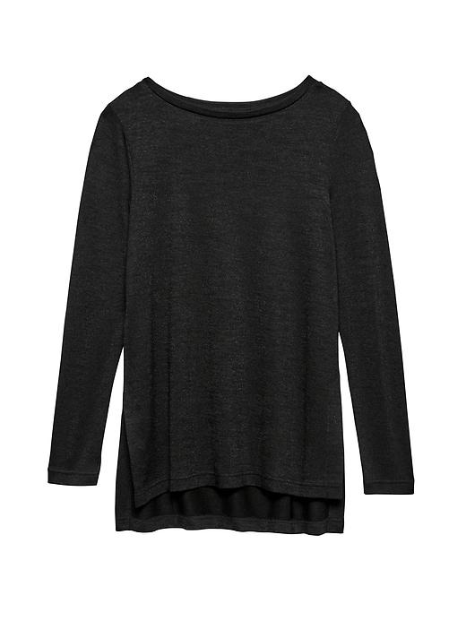Banana Republic Womens Luxespun Step-hem Tunic T-shirt Black Size S