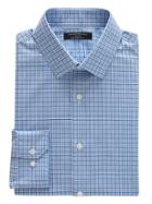 Banana Republic Mens Grant Slim-fit Non-iron Plaid Shirt Fairytale Blue Size L