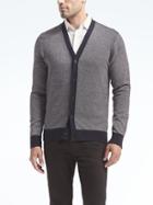 Banana Republic Mens Silk Cotton Cashmere Birdseye Cardigan Navy Size M