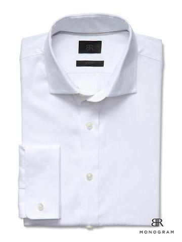 Banana Republic Monogram Textured White Shirt