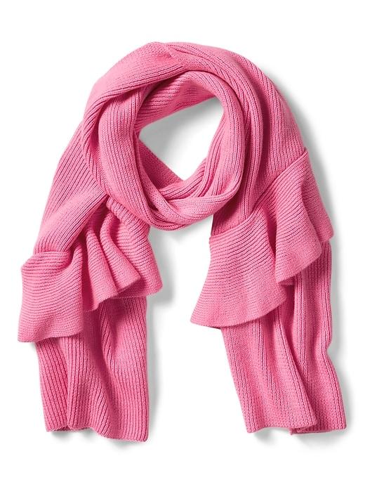 Banana Republic Womens Italian Superloft Ruffled Rectangular Sweater Scarf Neon Double Pink Size One Size