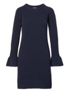 Banana Republic Womens Ruffle-cuff Wool Blend Sweater Dress Navy Size S