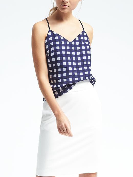 Banana Republic Easy Care Gingham Cami - Navy