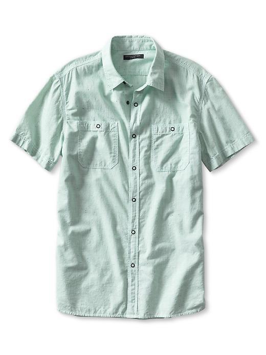 Banana Republic Mens Grant Fit Custom 078 Wash Acorn Print Shirt Size L Tall - Ultramarine