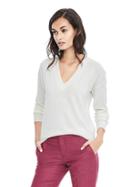 Banana Republic Womens Italian Cashmere Blend Vee Pullover - Cocoon