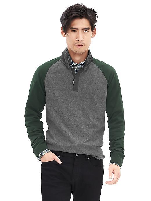 Banana Republic Mens Luxe Touch Colorblock Half Zip Pullover Size L Tall - Charcoal Heather