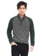 Banana Republic Mens Luxe Touch Colorblock Half Zip Pullover Size L Tall - Charcoal Heather