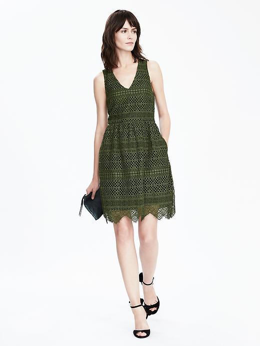 Banana Republic Womens Lace Shift Dress Size 0 - Olive