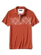 Banana Republic Mens Slim Fit Print Stripe Pique Polo Size L Tall - Dark Saffron