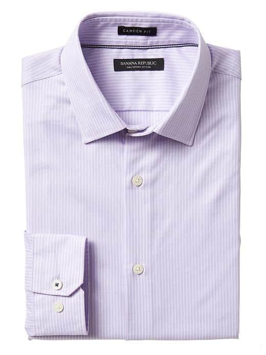 Banana Republic Mens Camden Fit Supima Cotton Micro Stripe Shirt - Orchid