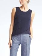 Banana Republic Womens Side Ruffle Modal Tank - Navy