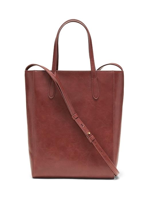 Banana Republic Womens Vegan Leather Mini Tote Nutmeg Brown Size One Size