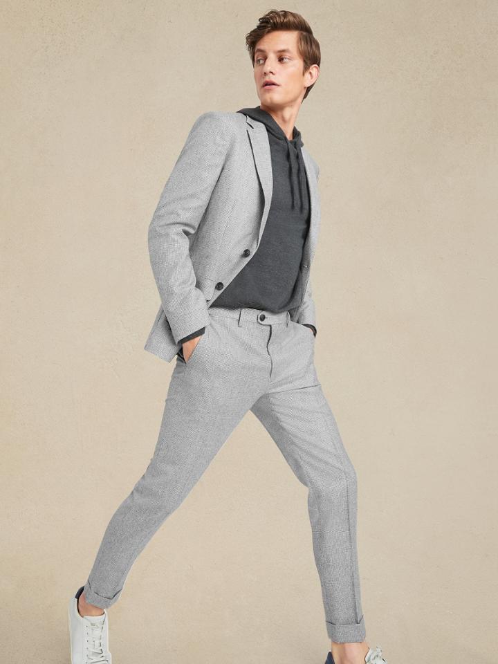 Slim Flannel Suit Jacket In Responsible Wool