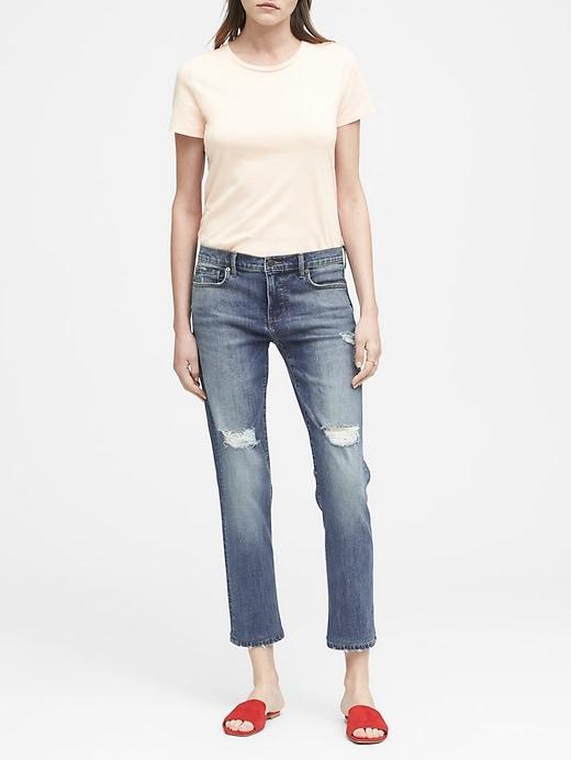 Banana Republic Womens Girlfriend Medium Wash Cropped Jean Medium Wash Size 26