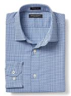 Banana Republic Mens Grant Fit Non Iron Dobby Shirt - Blue Multi