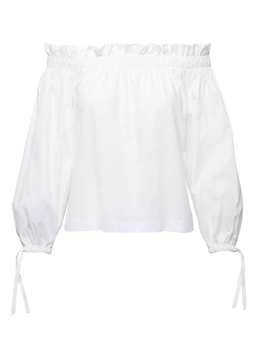 Banana Republic Womens Supima Cotton Off-the-shoulder Top White Size Xs