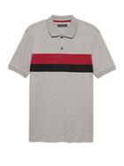 Banana Republic Mens Luxury-touch Chest Stripe Polo Shirt Heather Gray Size Xxs