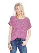 Banana Republic Womens Roll Up Stripe Tee Size L - Pink Multi