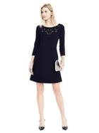 Banana Republic Womens Embellished Crepe Dress - Preppy Navy