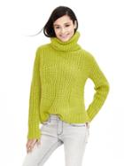 Banana Republic Womens Mixed Stitch Turtleneck Pullover Size L - Green