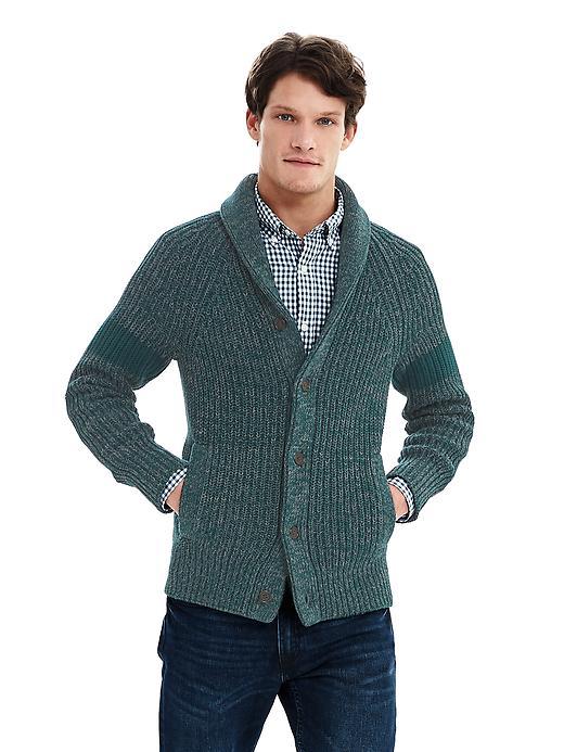 Banana Republic Mens Marled Shawl Collar Cardigan Size L Tall - Velvet Teal