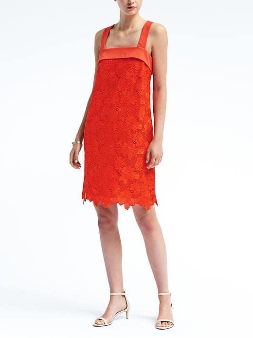 Banana Republic Womens Bow Back Lace Shift Dress - Coral Glory