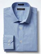 Banana Republic Mens Grant Fit Non Iron Dobby Micro Print Shirt - Blue Voyage