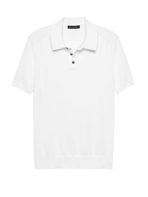 Banana Republic Mens Supima Cotton Solid Short-sleeve Sweater Polo Shirt White Size Xs
