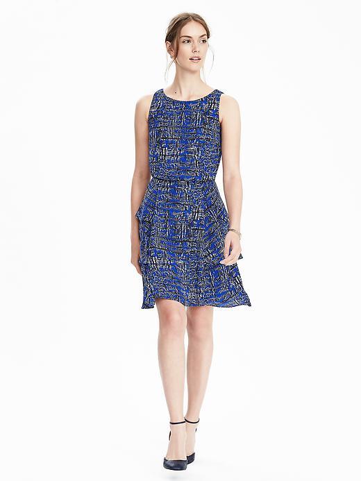 Banana Republic Womens Sleeveless Tiered Ruffle Dress Size 0 - Marina Blue