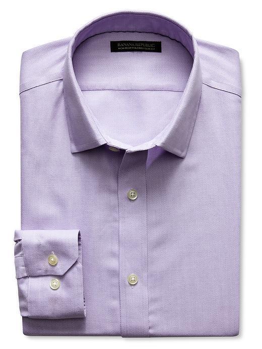 Banana Republic Tailored Slim Fit Non Iron Birdseye Shirt - Warm Violet