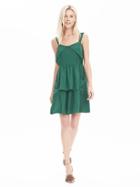 Banana Republic Womens Heritage Silk Ruffle Dress Size 0 - Green Earth