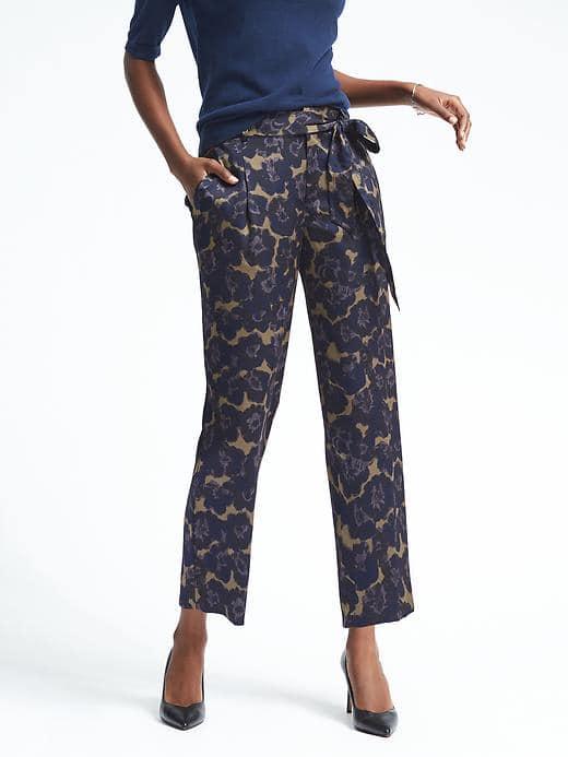 Banana Republic Womens Avery Fit Tie Floral Pant - Midnight Floral