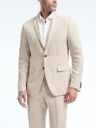Banana Republic Mens Slim Heritage Cream Linen Suit Jacket - Cream