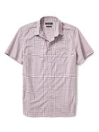 Banana Republic Mens Camden Fit Short Sleeve Checkered Customer 078 Wash Shirt - Red