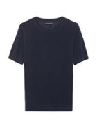 Banana Republic Womens Feather-touch Mesh-knit Crew-neck Sweater Navy Size M