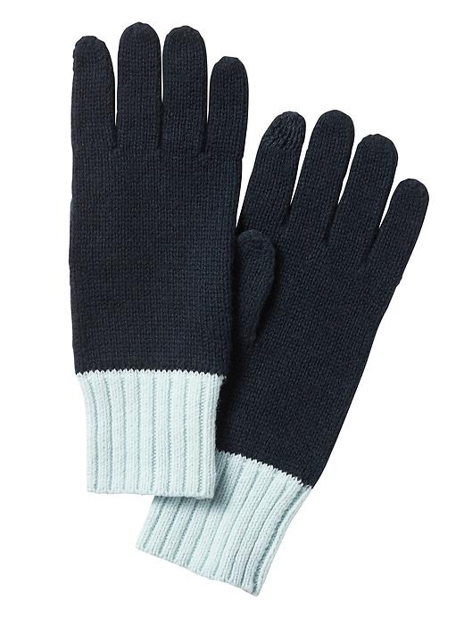 Banana Republic Womens Wool-cotton Blend Ribbed-knit Glove Preppy Navy Blue With Island Shores Size One Size