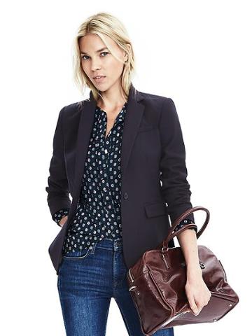 Banana Republic Womens One Button Blazer - Navy
