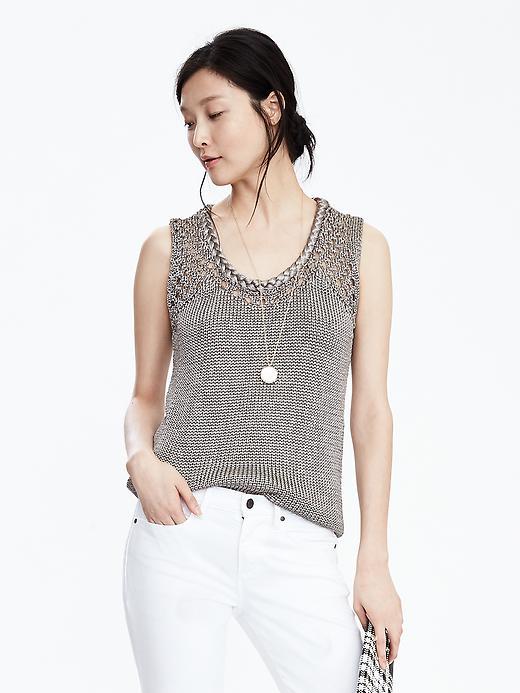 Banana Republic Womens Braided Tank Size L - Gold Lichen